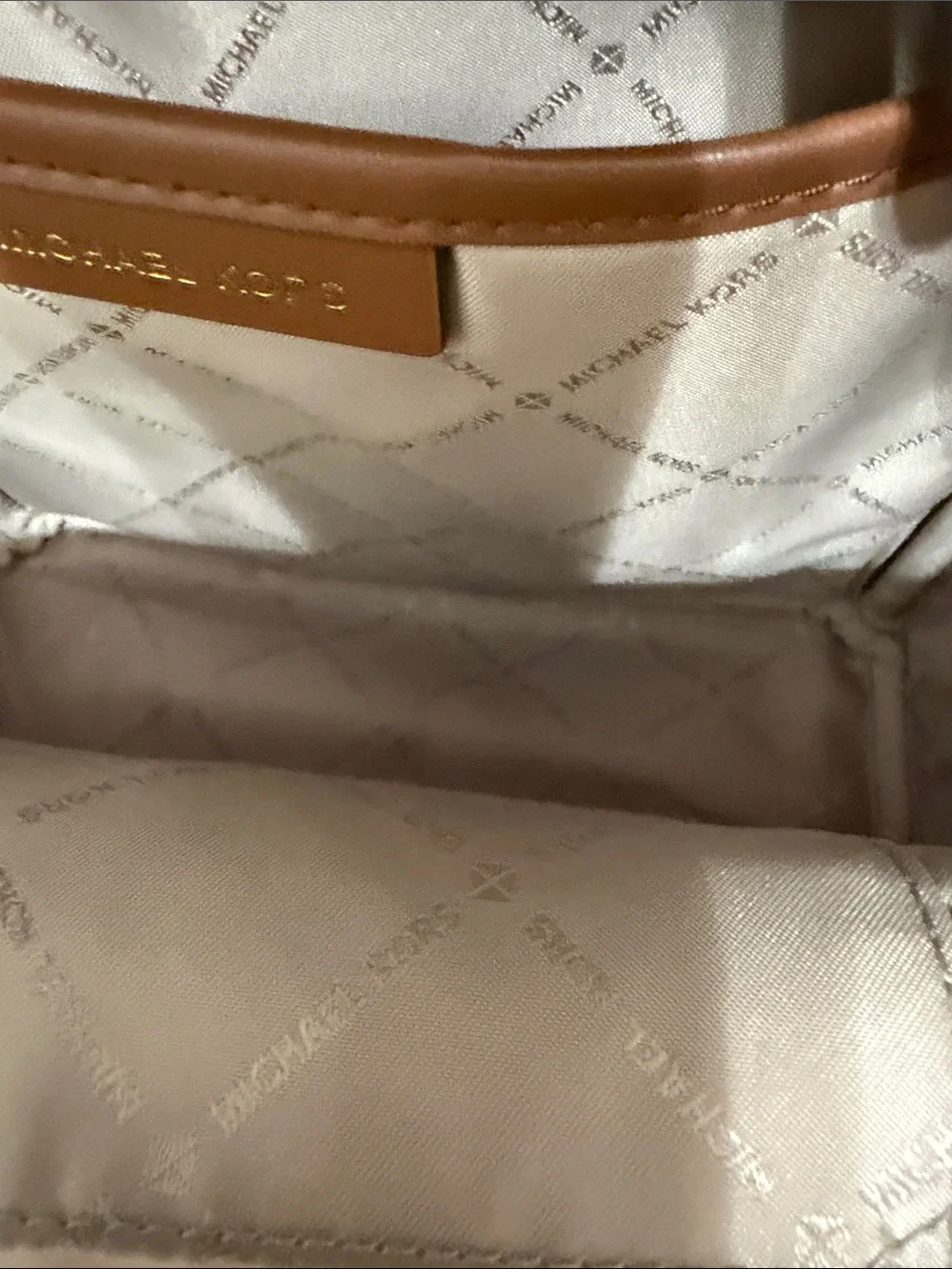 Michael Kors Beige and Brown Logo Mini Backpack